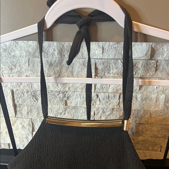 Inc International Concepts Black Halter Dress with gold accent piece size Small - Picture 2 of 9